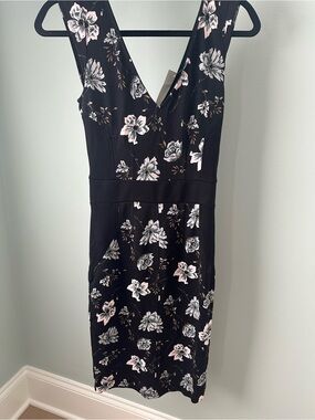French Connection Black Floral Midi Dress